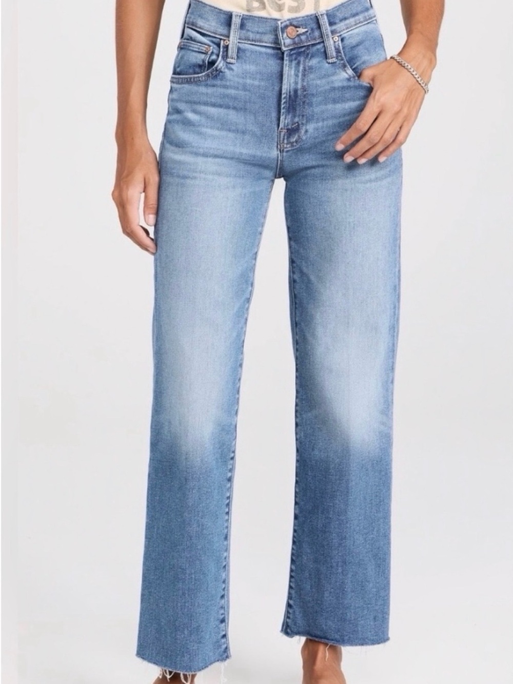 MOTHER Enjoy The Ride Mid Rise Rambler Zip Ankle Fray Jeans Size 27